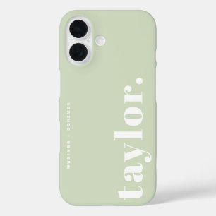 Mint Green Retro Typography Personalized iPhone 16 Case