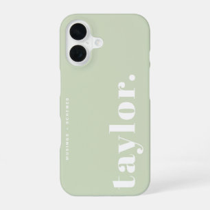 Mint Green Retro Typography Personalized iPhone 16 Case
