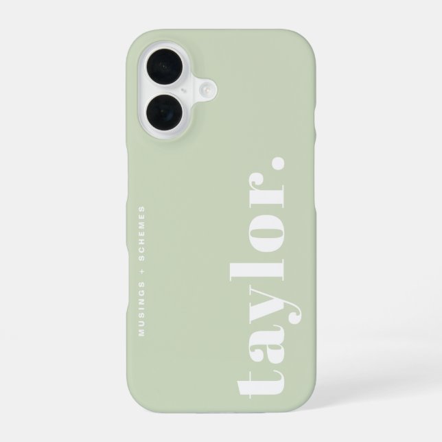 Mint Green Retro Typography Personalized Iphone Case (Back)