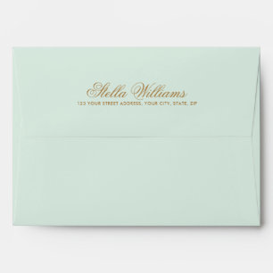 Mint green romantic script return address A7 Envelope