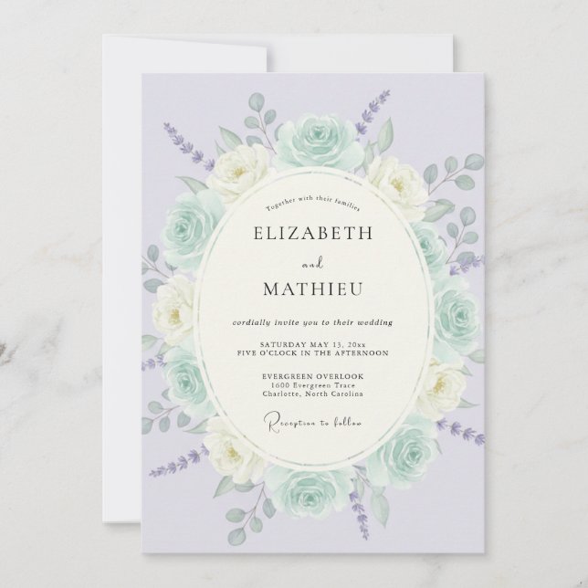 Mint Green Romantic Spring Wedding Invitation (Front)