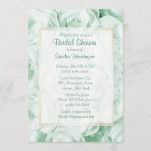 Mint Green Rose Floral Bridal Shower Invitation