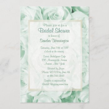 Mint Green Rose Floral Bridal Shower Invitation by SpiceTree_Weddings at Zazzle