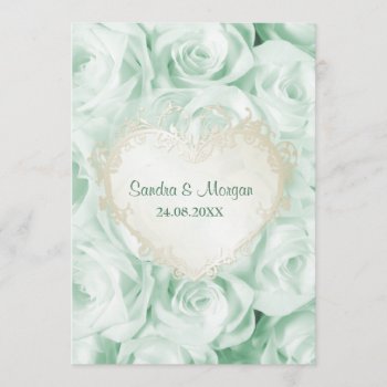Mint Green Rose Floral Wedding Invitation by SpiceTree_Weddings at Zazzle