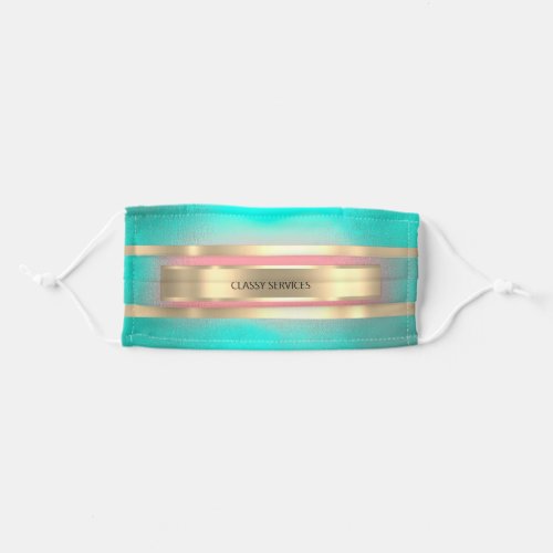 Mint Green Rose Golden Stripes Color Therapy Adult Cloth Face Mask