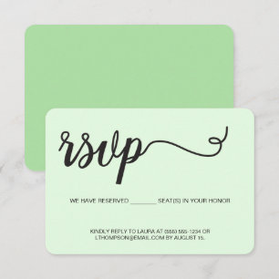 Mint green RSVP without mailing Reserved Seat Card