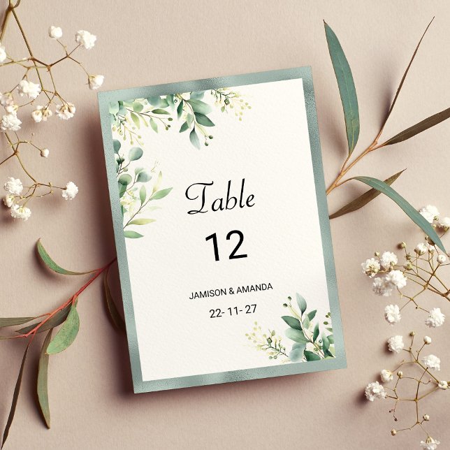 Mint green rustic eucalyptus foliage Table Numbers (Mint green rustic eucalyptus foliage Table Numbers)