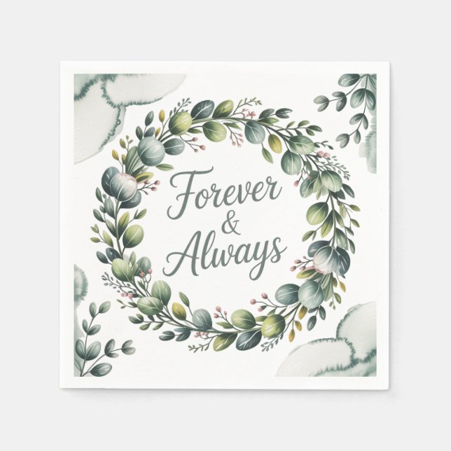 Mint Green & Sage Green Eucalyptus Napkins (Front)