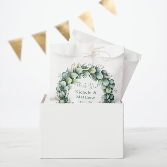 Mint Green & Sage Green Eucalyptus Wedding Favor Bag (Party)