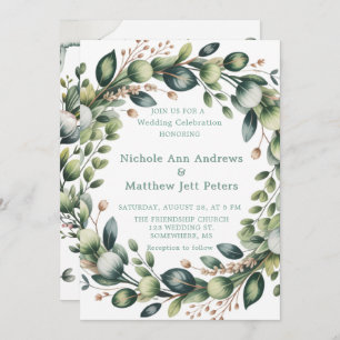 Mint Green & Sage Green Eucalyptus Wedding Invitation