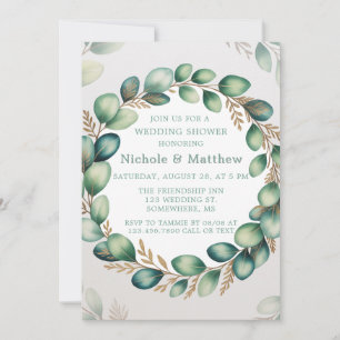 Mint Green & Sage Green Eucalyptus Wedding Shower Invitation