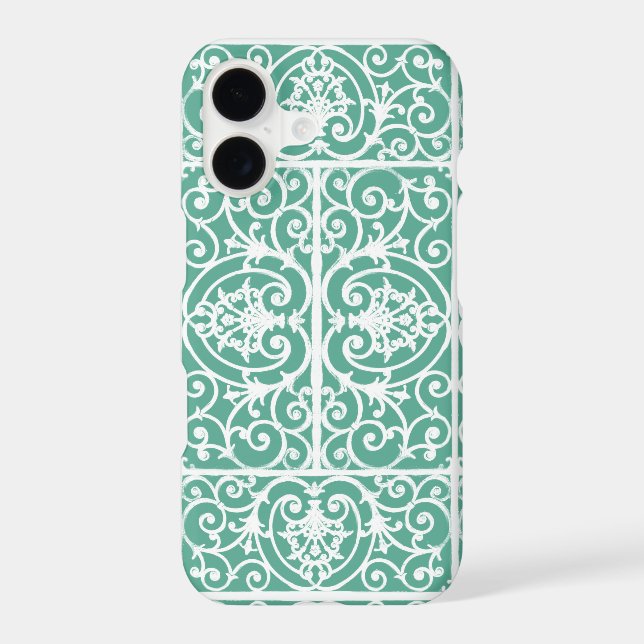 Mint green scrollwork pattern Case-Mate iPhone case (Back)