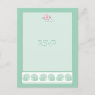 Mint Green Seashells  Wedding RSVP Card