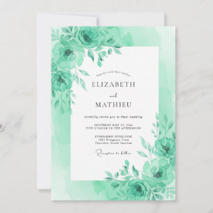 Mint Green Serene Foliage Wedding Invitation