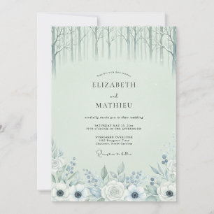 Mint Green Serene Forest Wedding Invitation