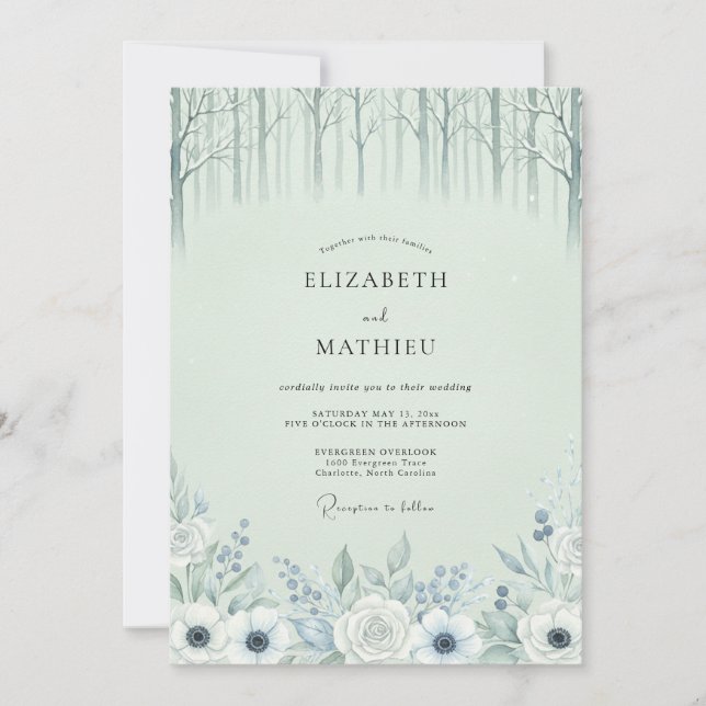 Mint Green Serene Forest Wedding Invitation (Front)