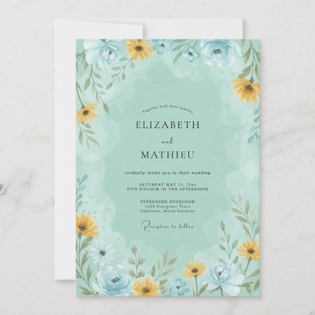 Mint Green Serene Meadow Wedding Invitation (Front)