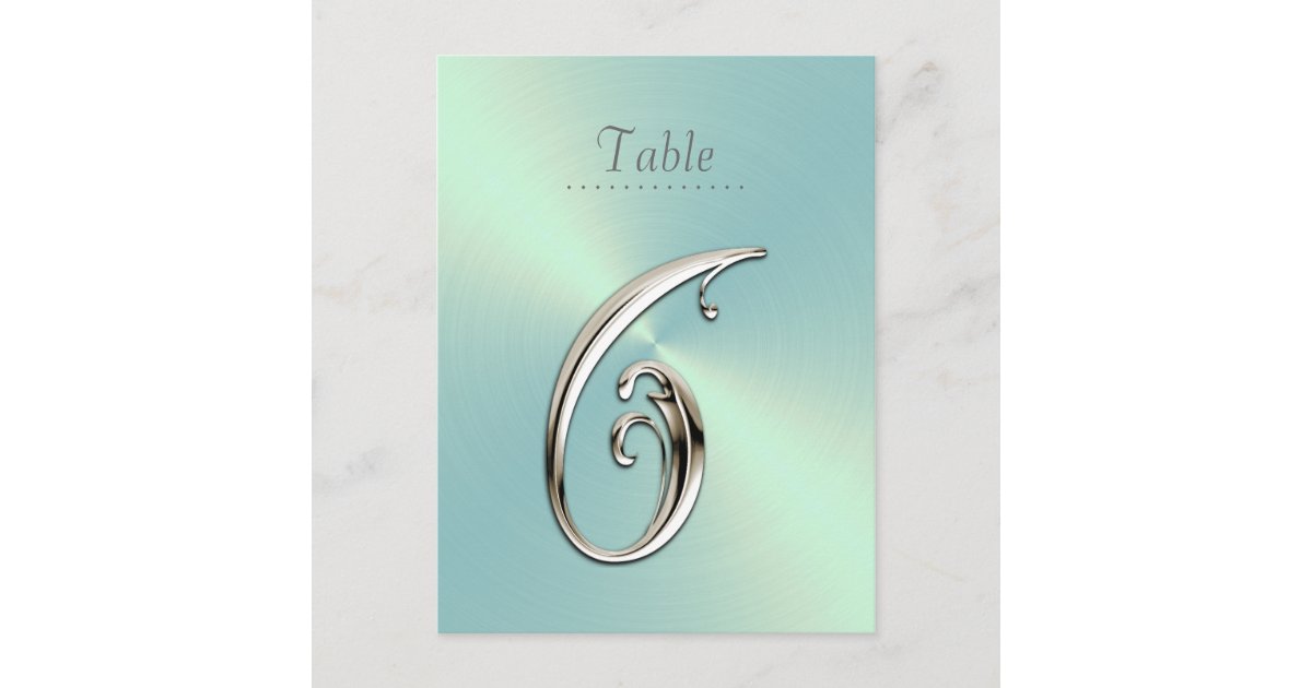 Mint Green Sheen Table Number Zazzle