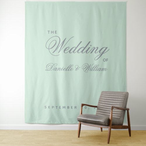 Mint Green Simple Calligraphy Wedding Backdrop 