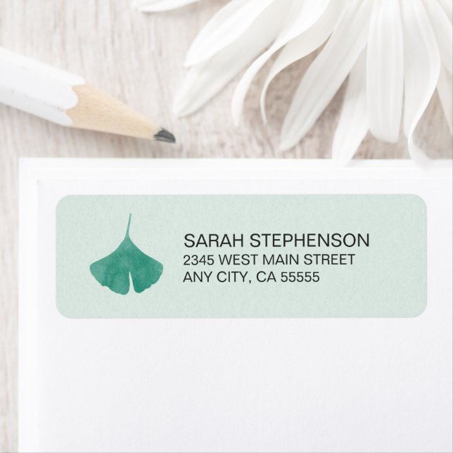 Mint Green Simple Ginkgo Leaf Nature Label (Insitu)