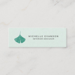 Mint Green Simple Ginkgo Leaf Nature Mini Business Card