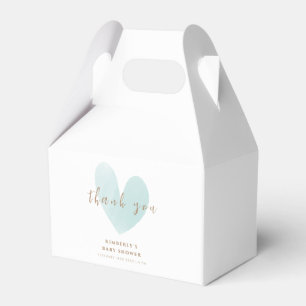Mint Green Simple Heart Baby Shower Thank You Favor Boxes