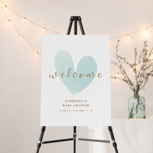 Mint Green Simple Heart Welcome Sign Baby Shower