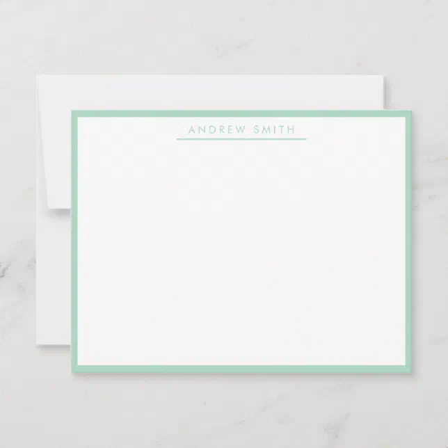 Mint Green Simple Line Modern Classic Minimalist Note Card | Zazzle