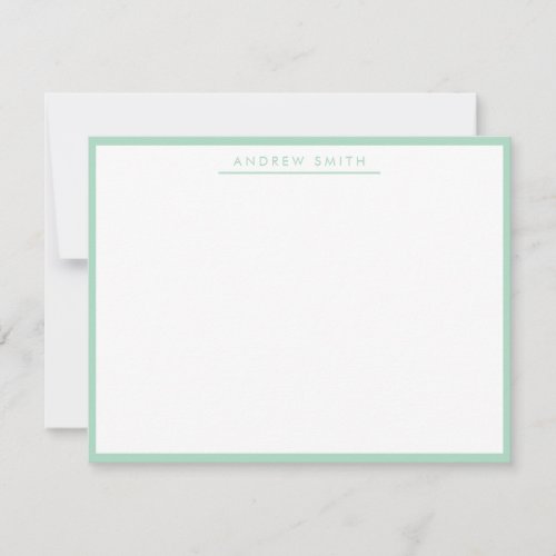 Mint Green Simple Line Modern Classic Minimalist Note Card