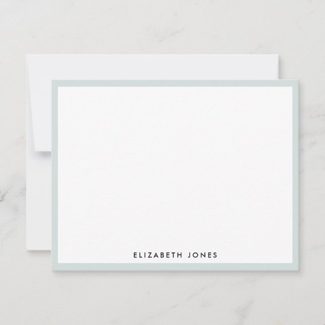 Mint Green Simple Modern Chic Classic Minimalist Note Card (Front)