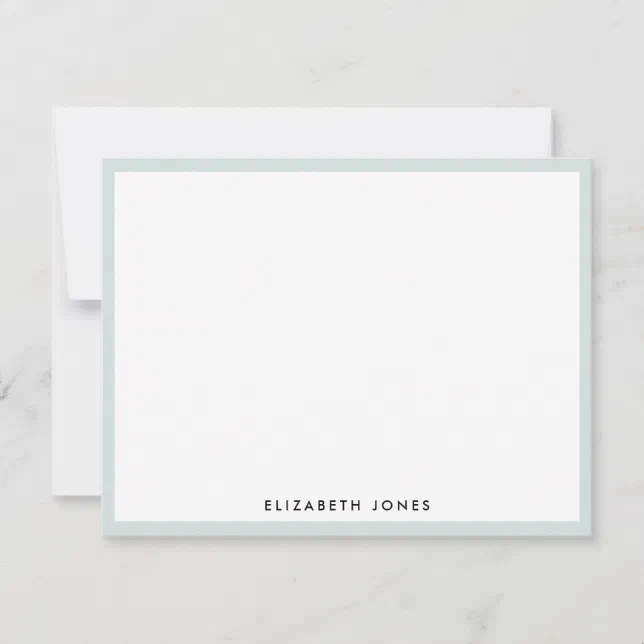 Mint Green Simple Modern Chic Classic Minimalist Note Card | Zazzle