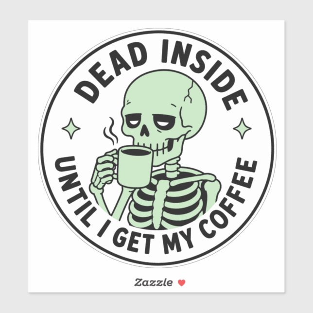 Mint Green Skeleton Drinking Coffee Sticker (Sheet)