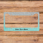 Mint Green Sliver Ombre Custom Text glitter License Plate Frame<br><div class="desc">This design may be personalized in the area provided by changing the photo and/or text. Or it can be customized by clicking Personalize this Template and then choosing the click to customize further option and delete or change the color of the background, add text, change the text color or style,...</div>