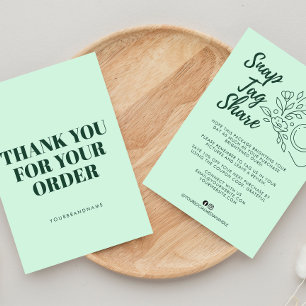 Mint Green Snap Tag Share Business Thank You Card