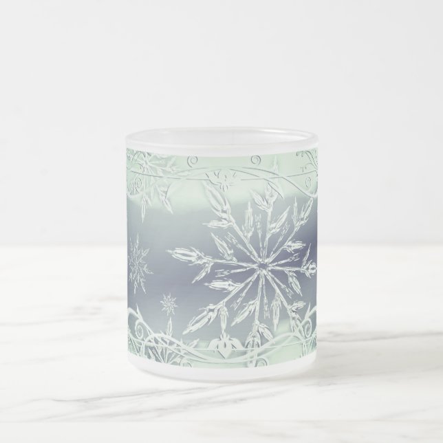 Mint green snowflake frosted mug (Center)