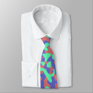 Mint Green, Soft Blue, and Light Pink Camouflage Neck Tie