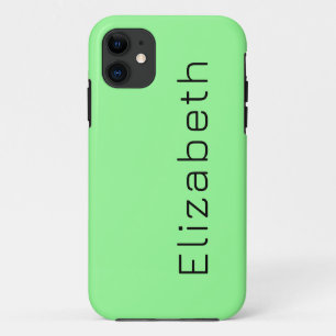 Mint Green Solid Color   Minimalist Name iPhone 11 Case