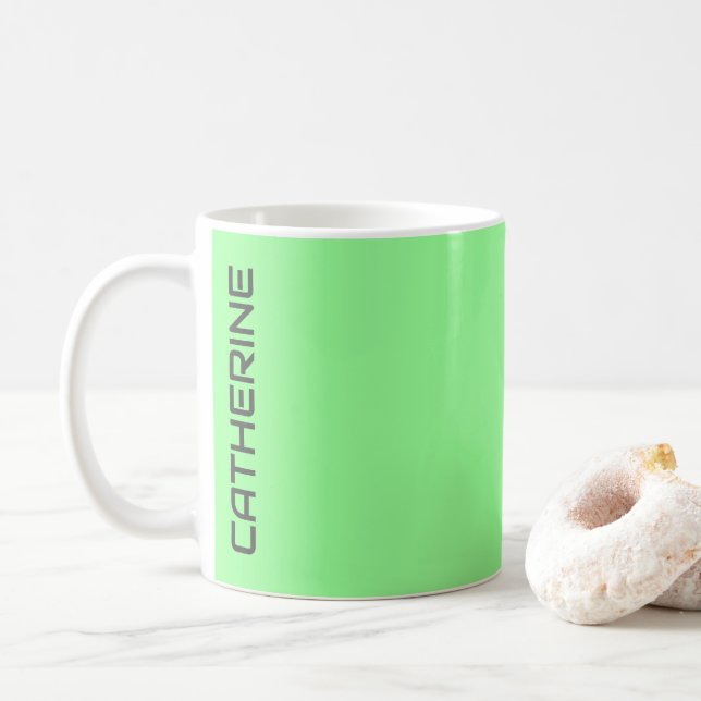 Mint Green Solid Color Personalized  Coffee Mug (With Donut)