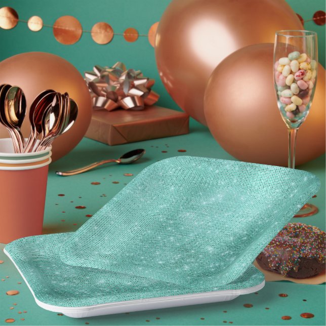 Mint Green Sparkle Paper Plates (Multi)
