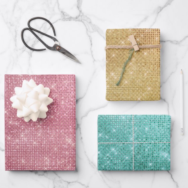 Mint Green Sparkle Wrapping Paper Sheets (Front)