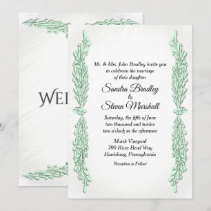Mint Green Sprigs Wedding Invitation