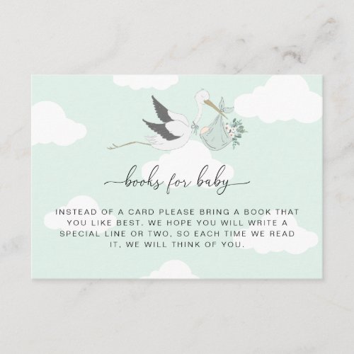 Mint Green Stork Books Request Insert Card