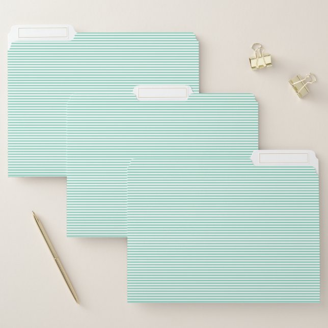Mint Green Stripe File Folders (Set)