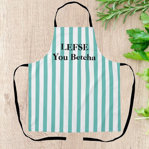 Mint Green Striped Lefse All_Over Print Apron