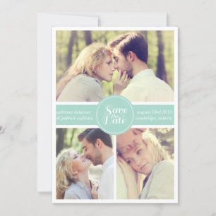 Mint Green Striped Save the Date Announcement