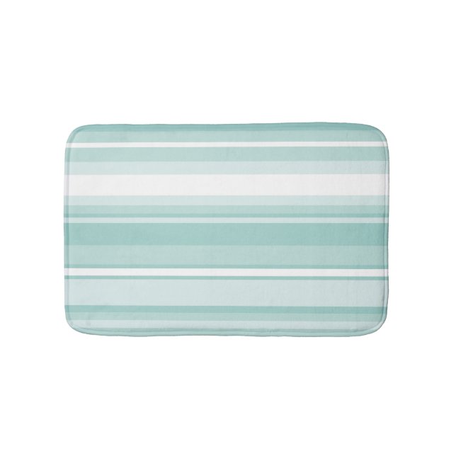 Mint green stripes bathroom mat (Front)