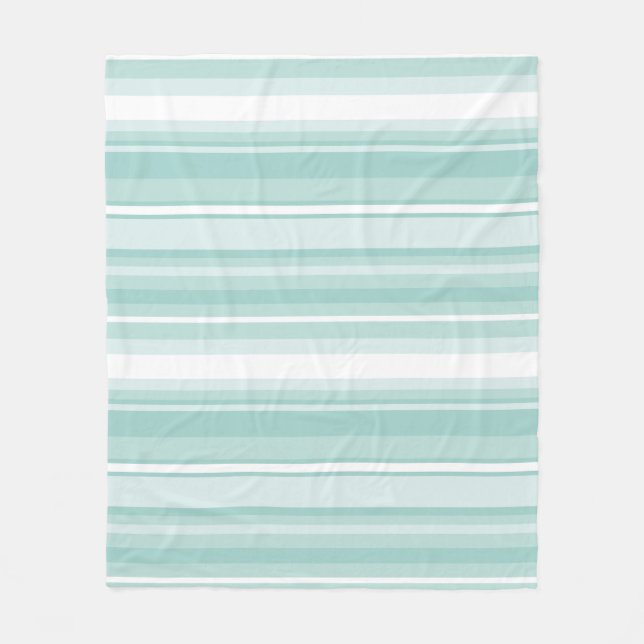 Mint green stripes fleece blanket (Front)