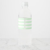 Mint Green Stripes Floral Gold Water Bottle Label (Back)