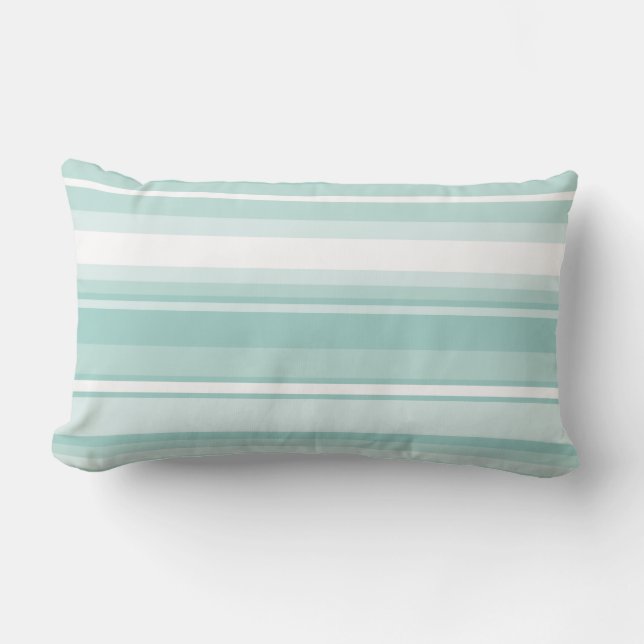 Mint green stripes lumbar pillow (Front)