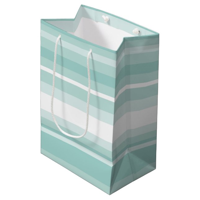 Mint green stripes medium gift bag (Front Angled)